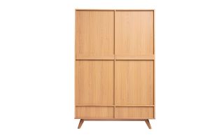 Armoire design avec penderie finition bois clair et blanc mat L120 cm HELIA