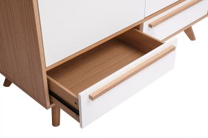 Armoire design avec penderie finition bois clair et blanc mat L120 cm HELIA