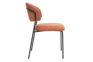 Chaises en tissu effet velours texturé terre brûlée et métal noir (lot de 2) BENTA