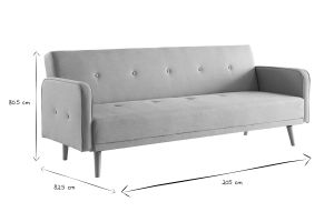 Divano letto scandinavo 3 posti naturale ULLA