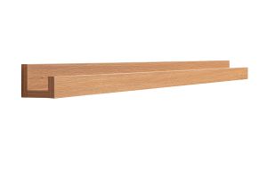Support mural cadres photos - étagère linéaire en bois clair chêne L120 cm LINEA