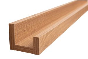 Support mural cadres photos - étagère linéaire en bois clair chêne L120 cm LINEA