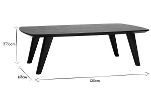 Table basse rectangulaire vintage bois foncé noyer L120cm FIFTIES