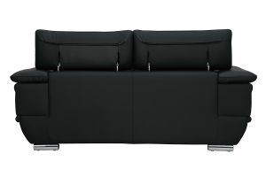 Canapé cuir noir et acier chromé avec têtières ajustables 2 places EWING