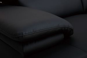 Canapé cuir noir et acier chromé avec têtières ajustables 2 places EWING