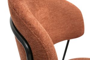 Chaises en tissu effet velours texturé terre brûlée et métal noir (lot de 2) BENTA