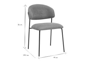 Chaises en tissu effet velours texturé terre brûlée et métal noir (lot de 2) BENTA
