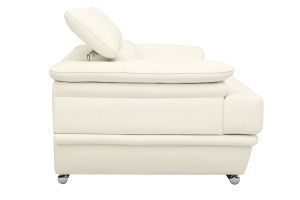 Canapé design avec têtières ajustables 2 places cuir blanc et acier chromé EWING
