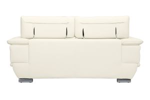 Canapé design avec têtières ajustables 2 places cuir blanc et acier chromé EWING