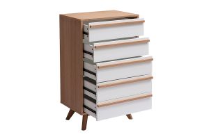 Commode chiffonnier - semainier scandinave 5 tiroirs L60 cm HELIA