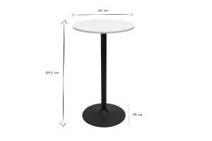 Table haute design ronde blanche et métal noir D60 cm CALISTA