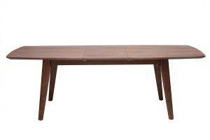 Table extensible rallonges intégrées rectangulaire en bois foncé noyer L180-230 cm FIFTIES