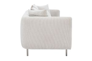 Divano design 3-4 posti in tessuto effetto velluto cincillà beige e metallo cromato IGLESIAS