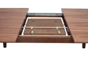 Table extensible rallonges intégrées rectangulaire en bois foncé noyer L180-230 cm FIFTIES