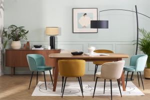 Table extensible rallonges intégrées rectangulaire en bois foncé noyer L180-230 cm FIFTIES