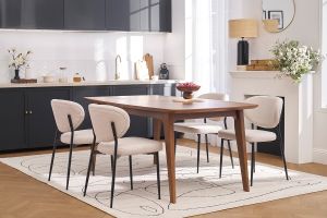 Table extensible rallonges intégrées rectangulaire en bois foncé noyer L180-230 cm FIFTIES