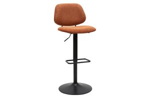 Tabourets de bar relevables design en tissu effet velours texturé terre brûlée et métal noir BARNET (lot de 2)