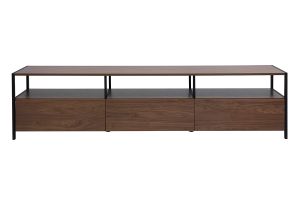 Meuble TV finition bois foncé noyer et métal noir L180 cm MAXENCE