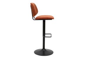 Tabourets de bar relevables design en tissu effet velours texturé terre brûlée et métal noir BARNET (lot de 2)