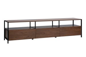 Meuble TV finition bois foncé noyer et métal noir L180 cm MAXENCE