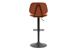Tabourets de bar relevables design en tissu effet velours texturé terre brûlée et métal noir BARNET (lot de 2)