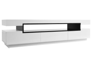 Meuble TV design blanc laqué brillant L200 cm LIVO