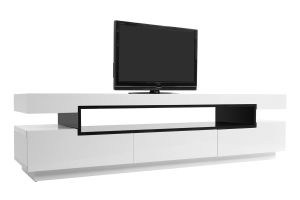 Meuble TV design blanc laqué brillant L200 cm LIVO