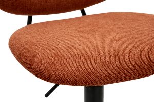 Tabourets de bar relevables design en tissu effet velours texturé terre brûlée et métal noir BARNET (lot de 2)