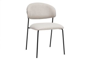 Chaises en tissu effet velours texturé beige et métal noir (lot de 2) BENTA