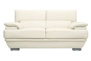 Canapé design avec têtières ajustables 2 places cuir blanc et acier chromé EWING