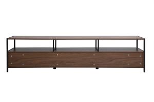 Meuble TV finition bois foncé noyer et métal noir L180 cm MAXENCE