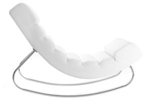 Rocking chair design blanc et acier chromé TAYLOR