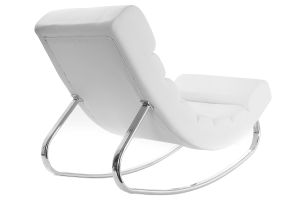 Rocking chair design blanc et acier chromé TAYLOR