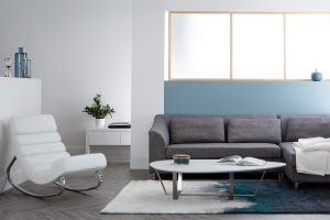 Rocking chair design blanc et acier chromé TAYLOR
