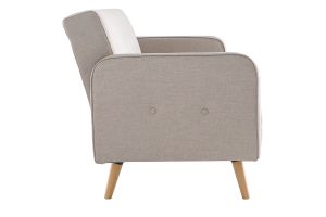 Canapé convertible scandinave 3 places en tissu beige et bois clair ULLA