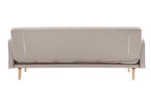Canapé convertible scandinave 3 places en tissu beige et bois clair ULLA