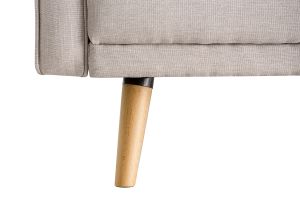 Canapé convertible scandinave 3 places en tissu beige et bois clair ULLA