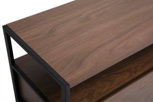 Meuble TV finition bois foncé noyer et métal noir L180 cm MAXENCE