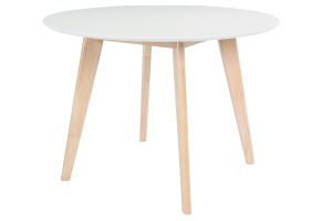Table scandinave ronde blanc et bois D100 cm LEENA