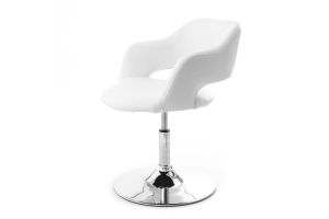 Fauteuil pivotant design blanc et acier chromé JESSY