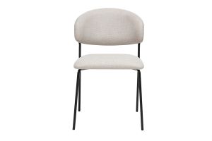 Sedie in tessuto effetto velluto beige testurizzato e metallo nero (set di 2) BENTA