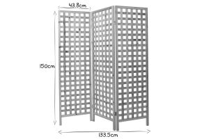 Paravent en bois clair motif ajouré 3 vantaux L133 cm AKKIKO