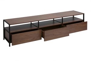 Meuble TV finition bois foncé noyer et métal noir L180 cm MAXENCE