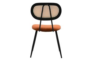 Chaises design en velours terre brûlée, métal noir et cannage rotin (lot de 2) SWANN