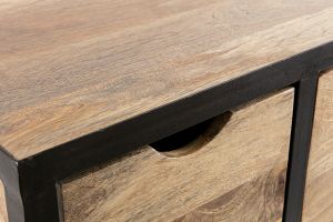 Meuble de rangement industriel en bois manguier massif et métal noir 3 tiroirs L100 cm ATELIER