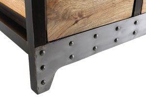 Meuble de rangement industriel en bois manguier massif et métal noir 3 tiroirs L100 cm ATELIER