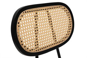 Chaises design en tissu effet laine bouclée blanc, métal noir et cannage rotin (lot de 2) SWANN