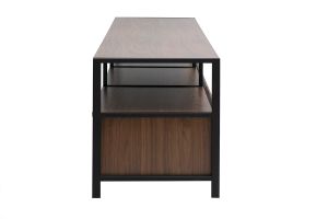 Meuble TV finition bois foncé noyer et métal noir L180 cm MAXENCE