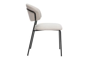Sedie in tessuto effetto velluto beige testurizzato e metallo nero (set di 2) BENTA