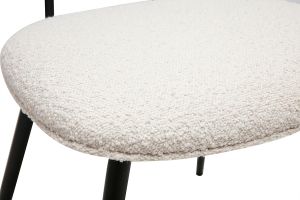 Chaises design en tissu effet laine bouclée blanc, métal noir et cannage rotin (lot de 2) SWANN
